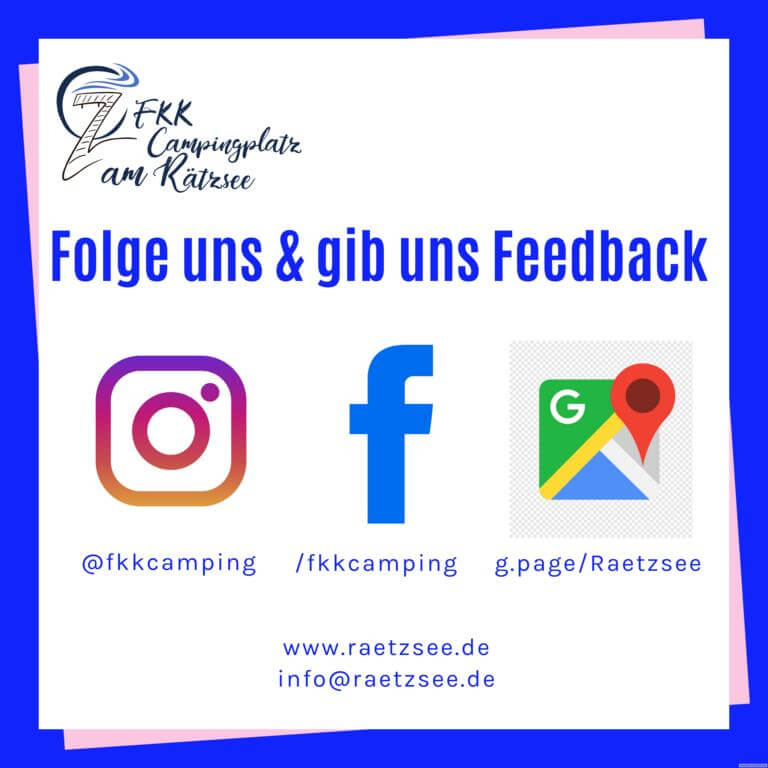 Du kannst uns bei Facebook und Instagram folgen und uns bei Google bewerten